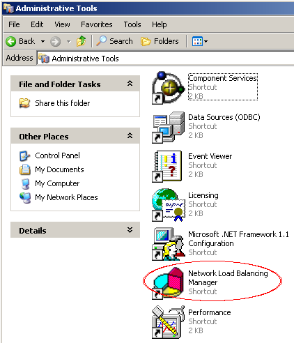 Administrative Tools: Запуск NLB менеджера.